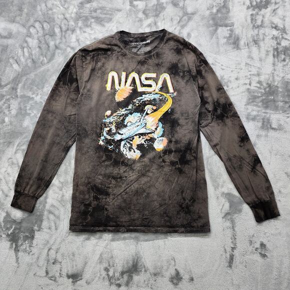 Fifth Sun Other - Fifth Sun Shirt Mens S Gray Tie Dye Crew Neck Nasa Graphic Tee Long Sleeves